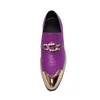 Mężczyźni włoska sukienka typu setalowa metalowe palec purpurowe skórzane buty biznesowe poślizg na imprezie i ślubnym zapatos dre buty bue zapato