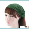 Aessories Tools Productsfashion Bandeau solide pour les femmes Pur coton Trois-en-un Bandanas élastiques Élastiques Large Turban Coiffe Cheveux