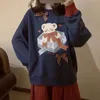 여성의 후드 스웨터 가을 일본어 곰 가와이 느슨한 O- 넥 패션 달콤한 세련된 탑 겨울 특대 y2k 의류 크리스마스 여성