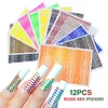 12SHEETS Blandade ormmönster Nail Stickers Hollow Strip Nails Art Sticker Självhäftande DIY Manicure Tool Dekal