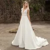 Элегантное свадебное платье крышки рукава линия атлас с кружевной аппликациями невеста без спинки без спинки с ними