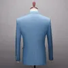 Najnowsze Płaszcze Designs Light Blue Lniane Garnitury Ślubne Dla Mężczyzn Plaża Terno Slim Fit Fit Groom Custom 3 szt. Kostium Tuxedo Vestidos Men's Blaze