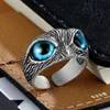 Evil Blue Eye Turkish Owl Magic Ring Emo Pride Matching Punk Accessories Women Man Couples Gifts Self-Defense