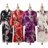 Woman Loose Style Pajamas Home Sleep Wear Lace Up Peacock Print V-neck Night Gown Japanese Kimono Yukata Bathing Robe1