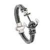 2020 Fashion Atolyestone Artillery Anchor Bangel gjord av silvertrådflätor Rostfritt stål Magnestic Clasp Armband Bangle Men JE2715