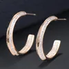 Hoop & Huggie Fashion C Shape Earrings Dubai Type Cubic Zirconia Inlaid Jewelry Boucle D'oreille Femme Aretes De Mujer