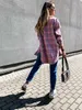 Mode Kvinnor Långärmad Plaid Shirt Coats Topp Vår Höst Casual Lapel Cardigan Jackor Ytterkläder Streetwear 210909