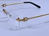 Modische Brille mit Rezept, 280088, randlos, 18-Karat-Goldrahmen, optische Brille, klare Gläser, einfacher Business-Stil für Herren mit Etui