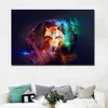 Wolf and Colorful Sky Canvas Painting Wall Art Prints Poster Modern Oil Painting Animal Pictures Printed On Canvas Wall Decor