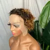 2021 Promotion Vente en gros à bas prix Pixie Curly Lace Frontal Wig Fournisseur Vente en gros et au détail de cheveux humains vierges Qualité supérieure disponible Plusieurs couleurs en option