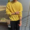 IEFB Effen kleur trui heren losse lente kleding Koreaanse fashion paar's lichtgewicht ronde kraag gebreide basic tops 9Y5250 210524