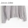 Jocoo Jolee Autumn Sweaters Backless Batwing Sleeve Pullovers för kvinnor Fall Casual Back Cross spets upp stickad Pullover 210619