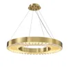 Luxury Gold Ring Crystal LED Chandelier For Bedroom Home Decor Modern Living Room Decoration Hanging Light