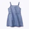 Joyhopy Barn Spädbarn Babyflickor Klänningar Casual Straps Denim Princess Pagant Party Casual Dress Girl Clothes Q0716