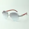 2022 klassische zweireihige Diamant-Sonnenbrille 3524027 mit Bügelgläsern aus natürlichem Originalholz, Direktverkauf, Größe: 18–135 mm
