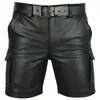 Heren Shorts Mannen Faux Lederen Plus Size Zomer Mode Zwart PU Casual Mid Taille Rechte-poot Broek