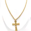 Jesus Crucifix Big Cross Pendant 22K Solid Fine Gold 18ct Thai Baht G / F Halsband 800mm Rope Chain Charming Smycken Hip Hop