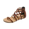 Sandalet Güzel Yaz Moda Ayak Bileği Wrap Çapraz bağlı Kadınlar Düz Fermuar Kapak Topuk Ile Düz Pompaları Zarif Lady Peep Toe Ayakkabı