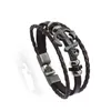 Charmarmband retro läderankare för män svart armband pulseira maskulina couro smycken present pulseras para hombre