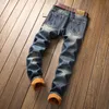 Mens Denim Hole High Quality Ripped Jeans For Men Size Autumn Winter Plus Velvet Hip Hop Punk Streetwear