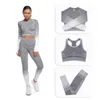 Großhandel Sport Yoga Sets Damen Rashguard Fitness Kleidung für Frauen Set Gym Workout Kleidung 3 Stück Frau Jogging Outfit