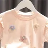 Baby Girls T-shirts Cotton Children Short Sleeve Flower Tops Summer Kids Clothes Girl Shirt For Infant Toddlers 20220302 Q2