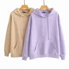 Casual Hoodies Sweatshirt Vrouwen Zakken Herfst Winter Paars Sweatshirt Streetwear Oversized Khaki Pullovers Coat 210415