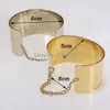 Kmvexo 2020 Fashion Metallic Gold Tone Chained Wide Bracelets Bangles for Women Men Jewelry Cuff Bracelets Q0719