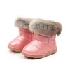 JGShowkitoの女の子のブーツファッションのスノーブーツ子供の子供たちのためのラバーブーツの幼児男の子の女の子幼児暖かい綿の豪華な毛皮211108