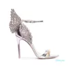 Designer Sophia Webster Evangeline Angel Wing Sandal Plus Size 42 leather Women Wedding Pink Glitter Shoes Sexy Girl Butterfly Sandals 7473