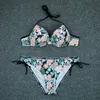 Seksowne bikini Stroje kąpielowe Kobiety Push Up Bikinis Zestaw Drukuj Kwiaty Swimsuit Brazylijski Plaża Noszą Dwa Plece Zestaw Kostium kąpielowy L 210318