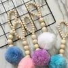 Newwhand-Tooked Wood Bead Ball Top Mobiles Party Party Party STARE STYLE STYLE Мультфильм Детская комната Украшения Настенные Палатки Декоративные EWE5626