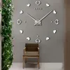 Wanduhren 3D-Uhr Moderne DIY Herzform Aufkleber Zuhause Wohnzimmer 70-120 cm Silber Schwarz Dekor