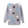 Mudkingdom petites filles chandails doux fleur à manches longues pull tricot vêtements d'hiver hauts décontracté 210615