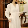 Summer Vintage Women White Maxi Sleeve Elegant Lady Beach Wear Long Chiffon Dress 210415