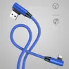 Cavi micro USB da 90 gradi tipo c 1m 2m Cavi per caricabatterie rapido Cavo dati V8 intrecciato per smartphone Android