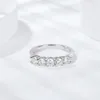 クラスターリングBOEYCJR 925シルバーDカラー3.5mmトータル1.0ct Moissanite VVS1シンプルデザイン結婚指輪マッチングバンド