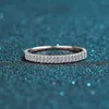 Anziw 925 Sterling Silver Moissanite Diamond 023ct Mode Dubbele Rij Halve Eternity Engagement Ring voor Dames Sieraden Geschenken