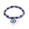 S2237 Evil Demon Eye Glass Beaded Strands Armband Paren Mannen Dames Blue Eyes Armbanden