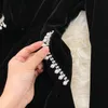 New design women's retro square collar long sleeve rhinestone patched high waist velvet fabric ball gown short black dress