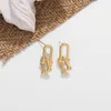Einfaches Design, U-Form, geometrisch, baumelnde Ohrringe für Frauen, goldfarben, Kreis, rund, Kupfer, Brinco, Modeschmuck