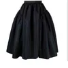 Black Tea Length Satin Women Skirts High Waist Plus Size Causal Skirt Female Birthday Skirt For Po Shoot Autuam Winter Gown 211120