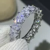 Sparkling Luxury Jewelry Real 925 Sterling Silver Princess Cut Stack White Topaz 4mm Cz Diamond GemStones Moissanite Women Wedding2758801