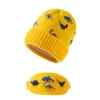 3 pièces bébé chaud hiver chapeau écharpe visage masque ensemble tricoté dinosaure Jacquard bonnet casquette bouche couverture Kit pour enfant