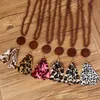 8 stilar Trä halsband med leopardduk Tassels DIY Clip Wood Pead Pandent dekorera mode db761