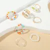 7 Teile/satz Böhmischen Mehrfarbige Glas Perlen Weiße Perle Transparent Harz Gold Farbe Metall Schmetterling Ringe Set Für Frauen Schmuck