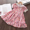 Urso Líder Moda Bebê Meninas Casuais Bonitos Vestidos Crianças Festa Princesa Vestidos Floral Ruffles Bowtie Trajes para 2-6 Anos 210708