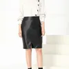 Skirts Genuine Leather Skirt Knee-length Split Real Sheepskin 2021 Fashion Style Office Lady