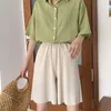 Women's Shorts Women Loose Thin Knitting Breathable Summer Basic Teens Trousers Leisure Candy Colors Screw Thread Elastic Waist Mujer
