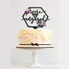 Inne świąteczne dostawy przyjęcia kolorowy druk diament pierścień shap złoto zaangażowany / jesteśmy Engagem Cake Topper Weddign Dekoracja zaręczynowa Butte